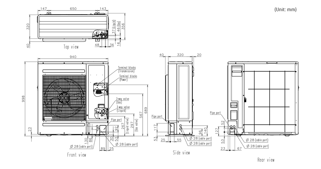 Dimensions VRF J-VS Series Dimensions VRF J-VS Series
