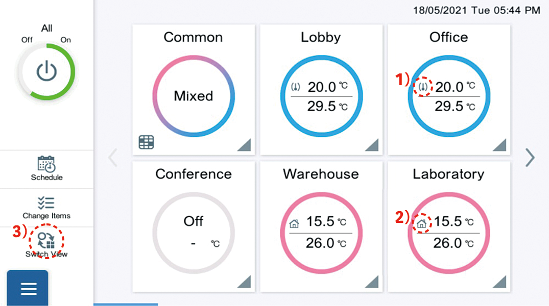 room temperatures of each room