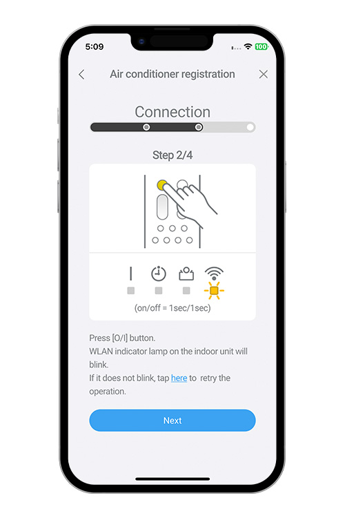 Press the WPS button on the WLAN router that you are connecting to. Refer to the operating manual of the WLAN router for the location of the button and how to press it.
