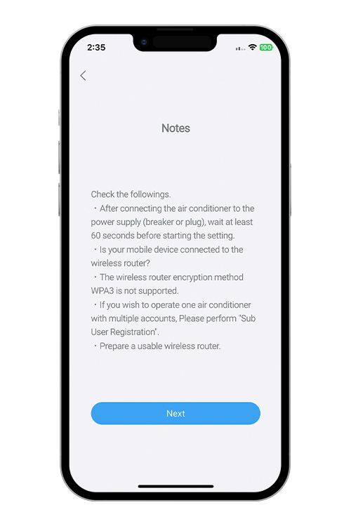 Leggere la nota e toccare [Successivo].