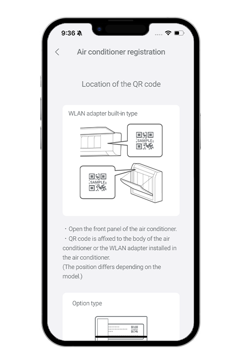 Toccare [Start Reading] (Inizia lettura) e leggere il codice QR. Se il codice QR non viene visualizzato, toccare [If there is no QR code label] (Se il codice QR non viene visualizzato)