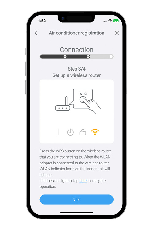 Premere il pulsante WPS sul router WLAN a cui ci si è collegati. Per individuare il pulsante e le istruzioni per utilizzarlo, fare riferimento al manuale d'uso del router WLAN.